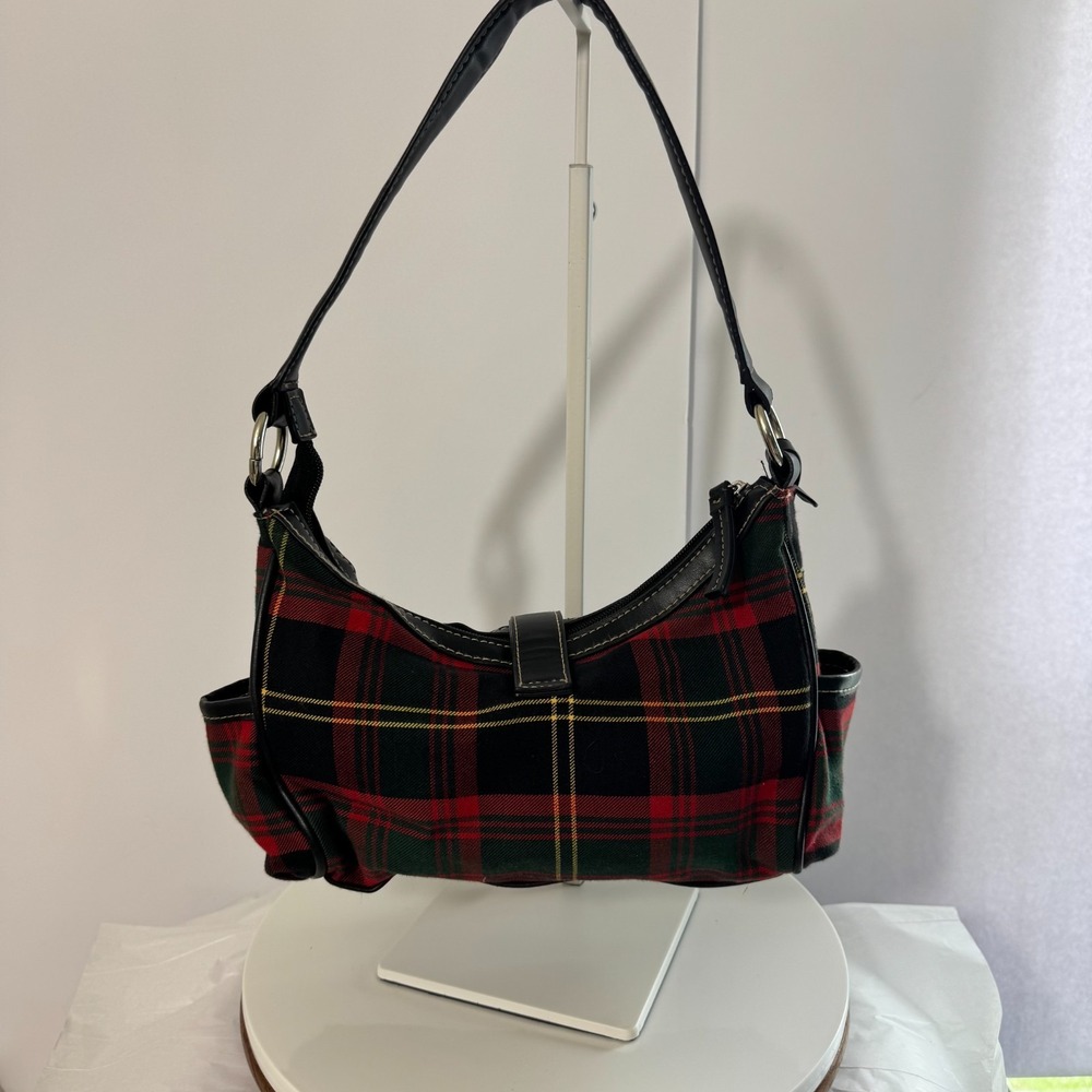Vintage Y2K Tartan Plaid Preppy Dark Academia Rory Gilmore Shoulder Handbag - Picture 9 of 13